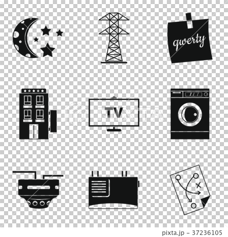 Electrical network icons set, simple style Electrical network icons set, simple style 37236105