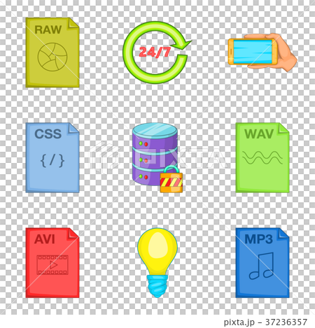 File processing icons set, cartoon style 37236357