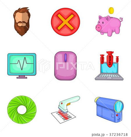 Banking app icons set, cartoon style Banking app icons set, cartoon style 37236718