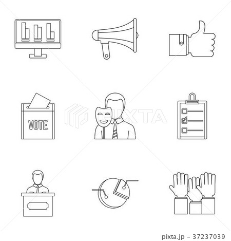 Consulting icons set, outline style 37237039