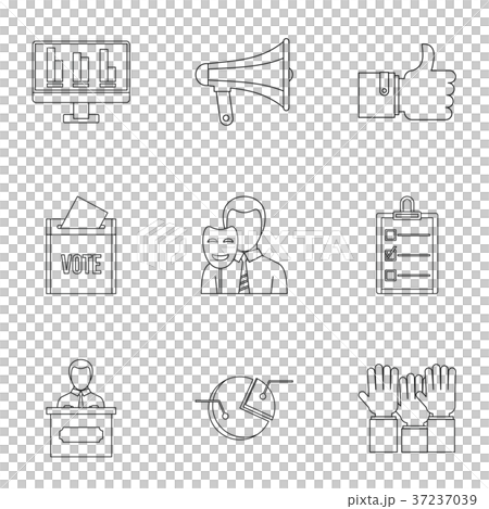 Consulting icons set, outline style 37237039