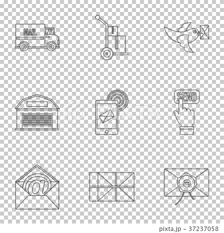 Mail delivery icons set, outline style - Stock Illustration [37237058 ...