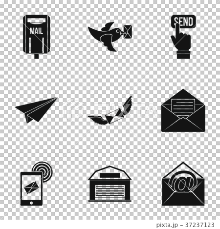 Mail delivery icons set, simple style Mail delivery icons set, simple style 37237123