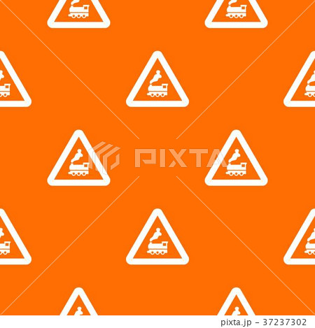 Warning sign railway crossing without barrier pattern seamless Warning sign railway crossing without barrier pattern seamless 37237302
