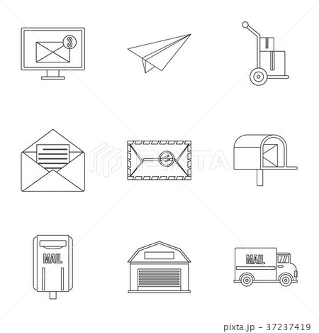 Send mail icons set, outline style 37237419