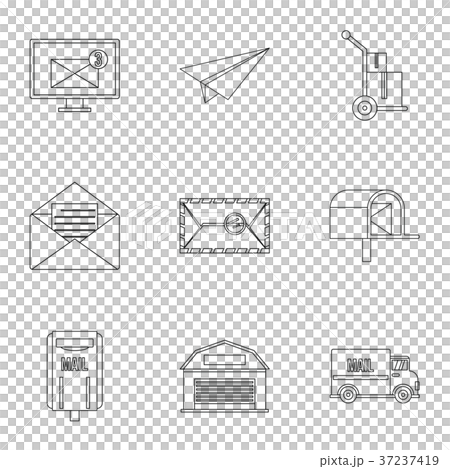 Send mail icons set, outline style 37237419