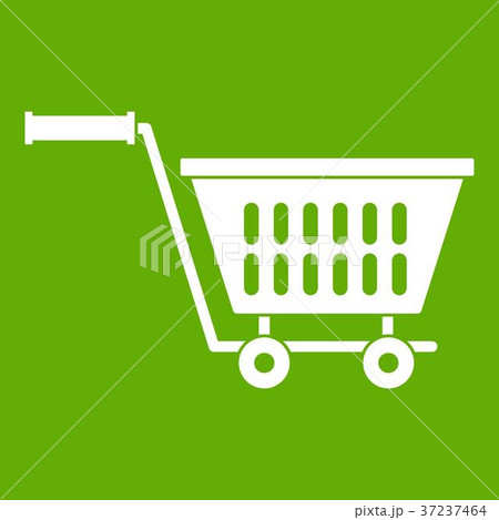 Plastic shopping trolley icon green 37237464