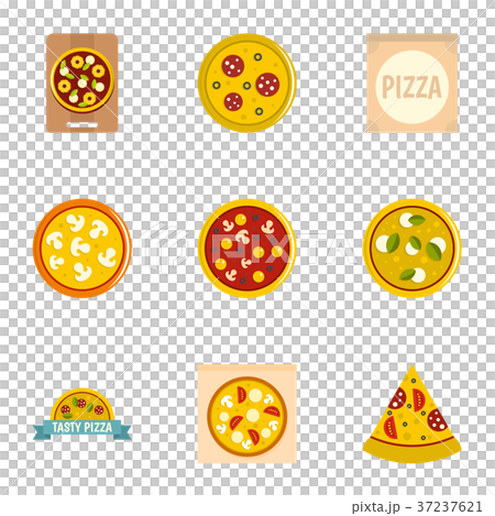 Pizza icons set, flat style 37237621