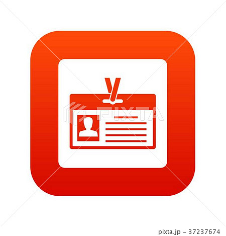 Identification card icon digital red Identification card icon digital red 37237674