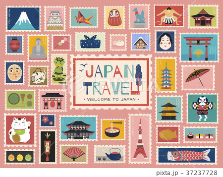 Japan Travel concept stamp 37237728