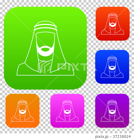 Arabic man in traditional muslim hat set collection Arabic man in traditional muslim hat set collection 37238024