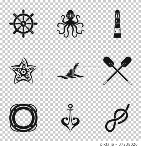 Marine icons set, simple style Marine icons set, simple style 37238026