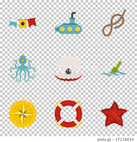 Naval icons set, flat style - Stock Illustration [37238034] - PIXTA