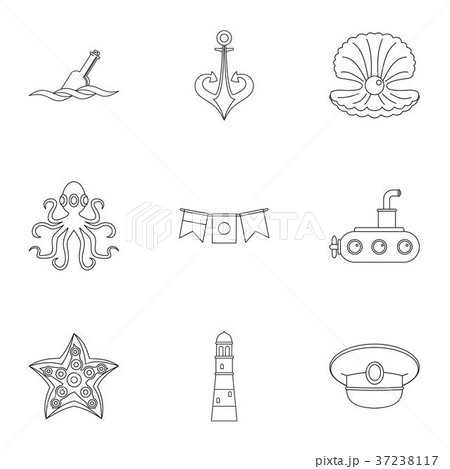 Sailor icons set, outline style 37238117