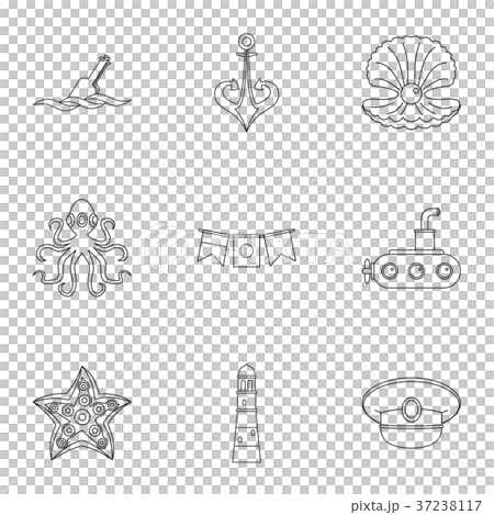 Sailor icons set, outline style 37238117