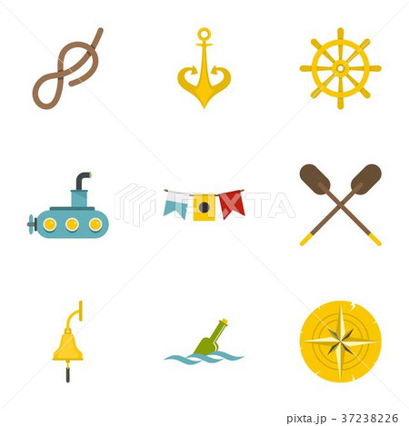 Sailor icons set, flat style 37238226