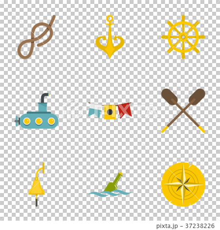 Sailor icons set, flat style 37238226
