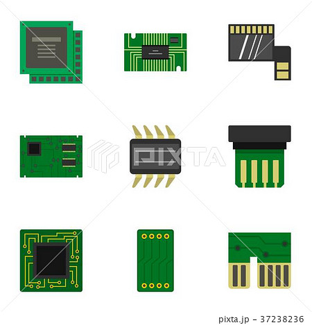 Transistor icons set, flat style 37238236