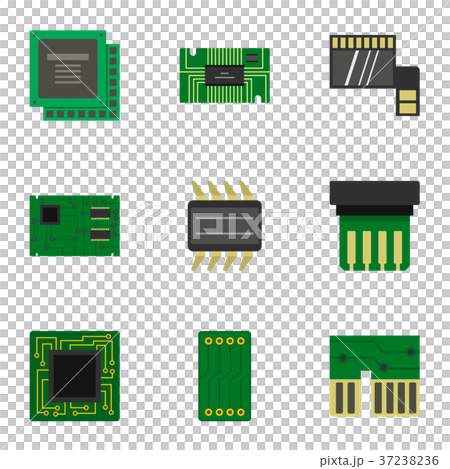 Transistor icons set, flat style 37238236