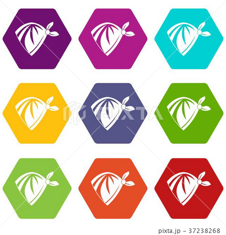 Cowboy neckerchief icon set color hexahedron 37238268