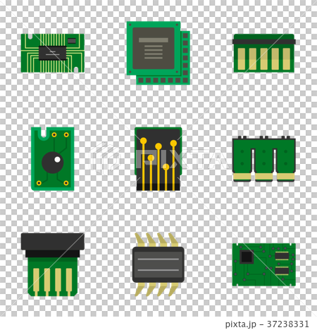Processor icons set, flat style 37238331