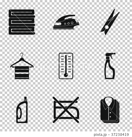 Dry cleaning icons set, simple style Dry cleaning icons set, simple style 37238419