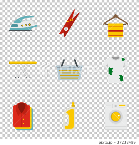 Ironing icons set, flat style Ironing icons set, flat style 37238489