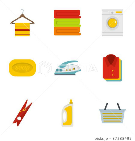 Wash icons set, flat style Wash icons set, flat style 37238495