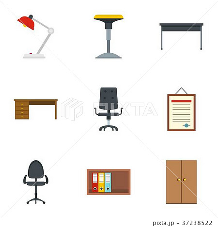 Cabinet furniture icons set, flat style Cabinet furniture icons set, flat style 37238522