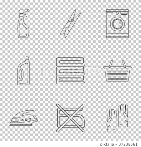 Domestic washing icons set, outline style Domestic washing icons set, outline style 37238561