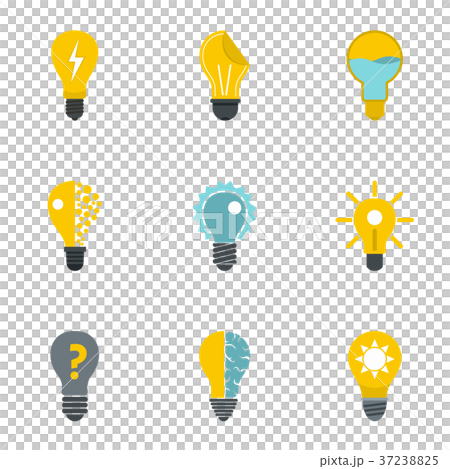 Idea bulb icons set, flat style Idea bulb icons set, flat style 37238825