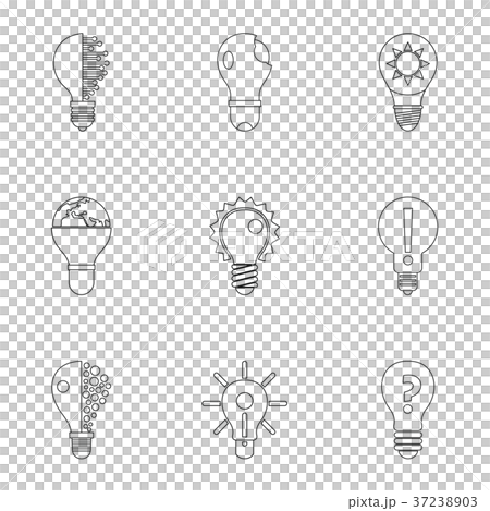 Bulb icons set, outline style - Stock Illustration [37238903] - PIXTA