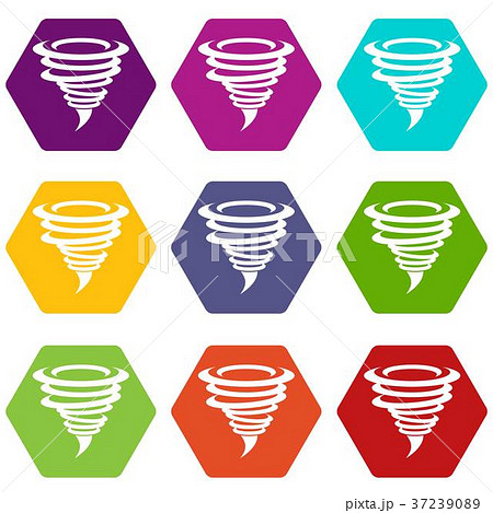 Tornado icon set color hexahedron 37239089