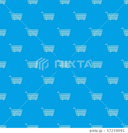 Large empty supermarket cart pattern seamless blue 37239091