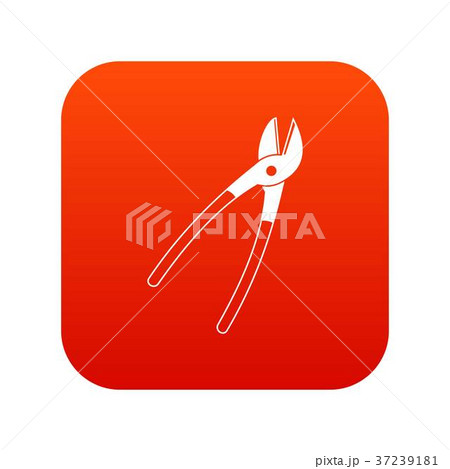 Metal shears icon digital red 37239181