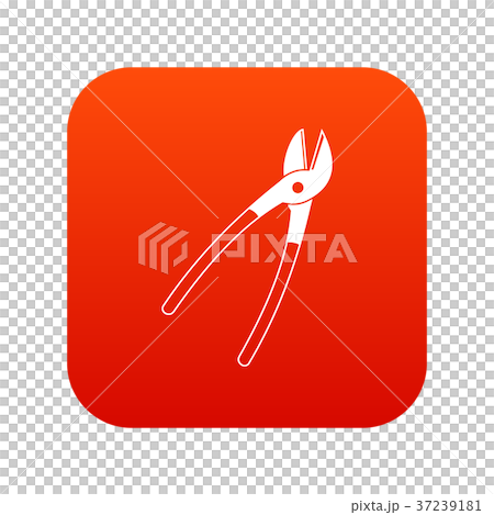 Metal shears icon digital red 37239181