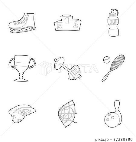 Sport icons set, outline style Sport icons set, outline style 37239396
