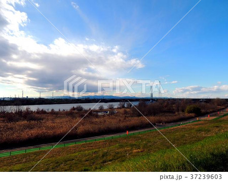 埼玉県幸魂大橋と青空 37239603
