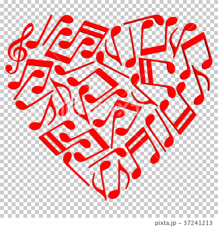 音符のハートイメージ切り抜き 赤 音符のハートイメージ切り抜き 赤 37241213