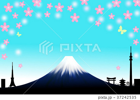 富士山 桜 日本のイラスト素材