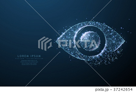 Eye. Polygonal wireframe mesh with crumbled edge 37242654