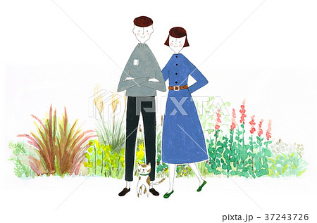 仲の良い夫婦とペット 37243726