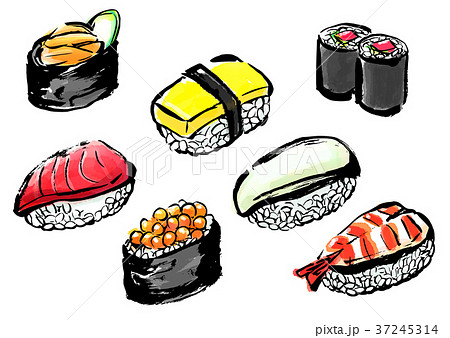 筆描き　寿司　にぎり寿司 37245314