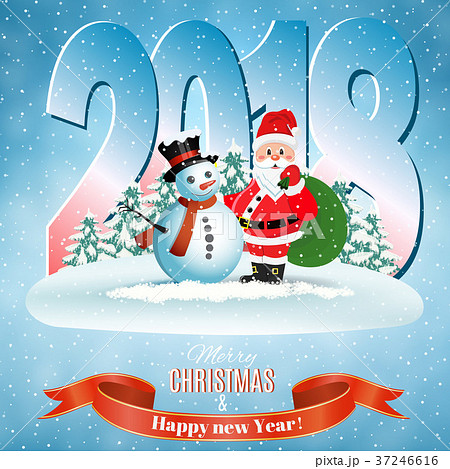 Santa Claus and Snowman 37246616