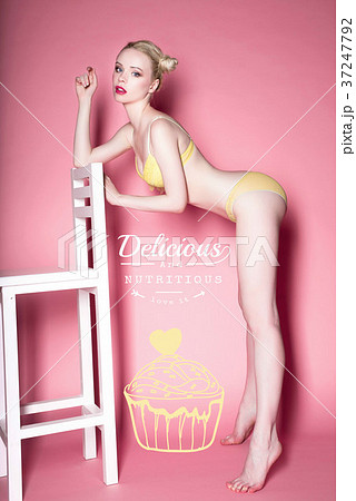 young sexy smiling blonde woman in lingerie young sexy smiling blonde woman in lingerie 37247792