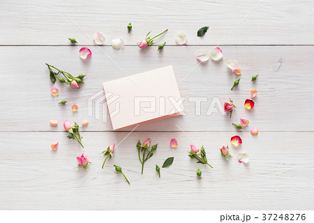 Valentine background with pink rose flowers circle 37248276