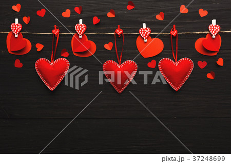 Valentine day background, pillow hearts border on Valentine day background, pillow hearts border on 37248699