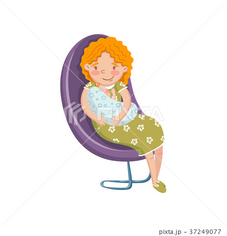Young woman in casual clothing sitting at chair 37249077