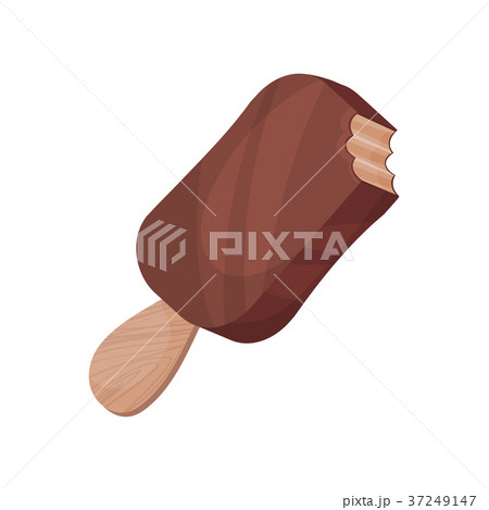 Chocolate ice cream on wooden stick, eskimo pie Chocolate ice cream on wooden stick, eskimo pie 37249147