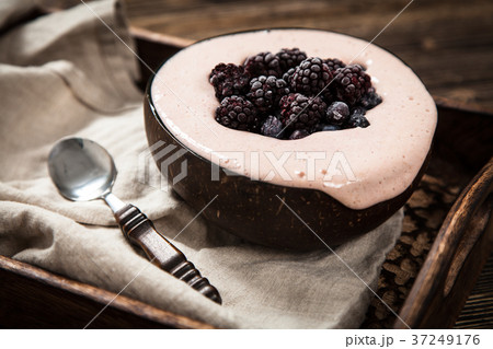 Vegan nice cream with banana and berries 37249176